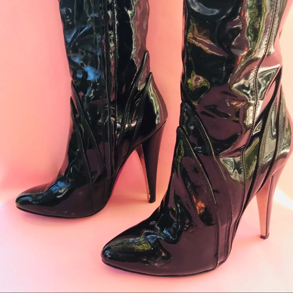 Vintage black Versace patent leather boots